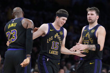 Lebron James, Luka Doncic, and Austin Reaves Lakers
