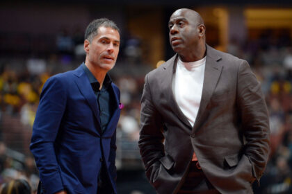 Magic Johnson and Rob Pelinka Los Angeles Lakers