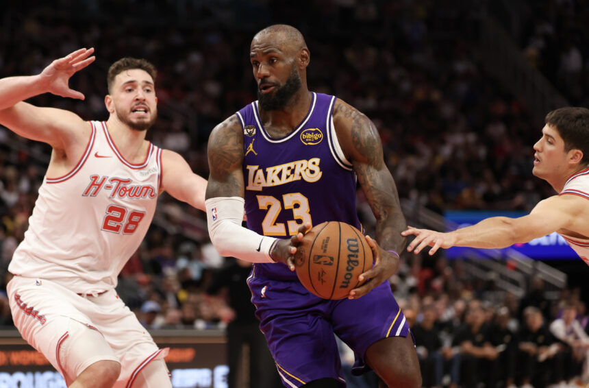 LeBron James and Alperen Sengun Los Angeles Lakers vs. Houston Rockets