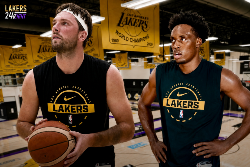 Luka Doncic and Collin Sexton Los Angeles Lakers practice facility