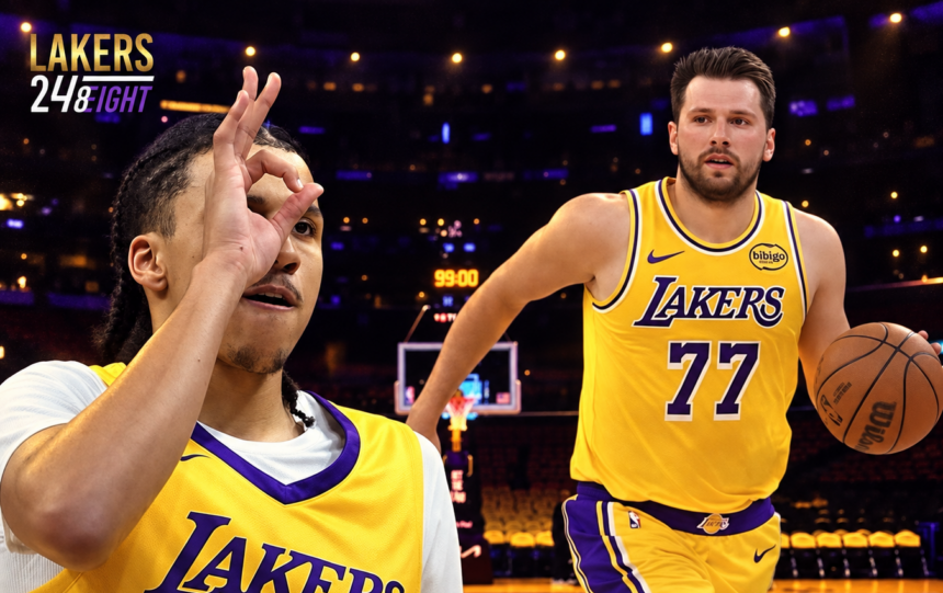 Cameron Carr and Luka Doncic Los Angeles Lakers